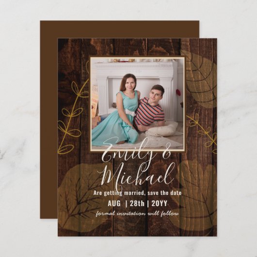 Papier LeahG Budget PHOTO Économisez Date Bois rustique A (Devant / Derrière)