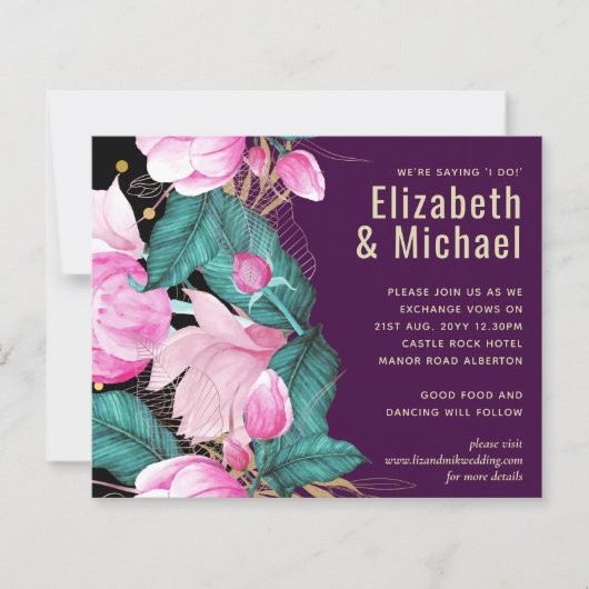 Papier LeahG Budget Rose Roses Plum Moderne Mariage Chic (Devant)