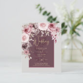 Papier LeahG Burgundy Blush Rose Roses Mariage de automne (Debout devant)