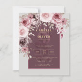 Papier LeahG Burgundy Blush Rose Roses Mariage de automne (Devant)