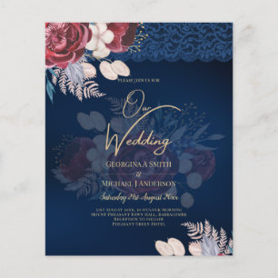 Papier LeahG Burgundy Roses dentelle Invitation Mariage d