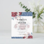Papier LeahG Burgundy Roses dentelle Invitation Mariage d (Debout devant)
