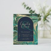 Papier LeahG Carton de mariage Émeraude Vert Agate Doré (Debout devant)