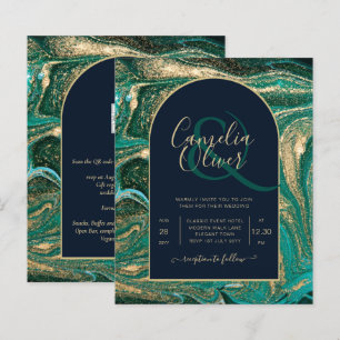 Papier LeahG Carton de mariage Émeraude Vert Agate Doré