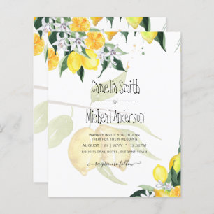 Papier LeahG Citrus Lemons Budget Mariage Inviter Jaune