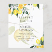 Papier LeahG Citrus Lemons Budget Mariage Inviter Jaune (Devant)