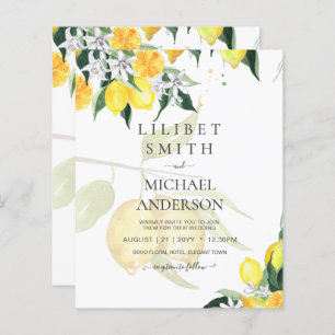 Papier LeahG Citrus Lemons Budget Mariage Inviter Jaune