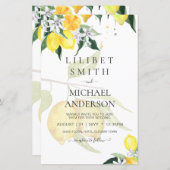 Papier LeahG Citrus Lemons Budget Mariage Inviter Jaune (Devant / Derrière)