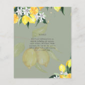 Papier LeahG Citrus Lemons Budget Mariage Inviter Jaune (Dos)