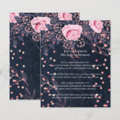 Papier LeahG Denim Blue Rosegold rose Mariage floral (Devant / Derrière)