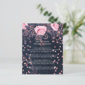 Papier LeahG Denim Blue Rosegold rose Mariage floral (Debout devant)