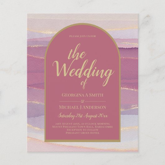 Papier LeahG Dusty Rose Lavender Gold Wedding Invitation (Devant)