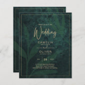 Papier LeahG Emerald Forest Green Gold Wedding Invitation (Devant / Derrière)