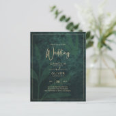 Papier LeahG Emerald Forest Green Gold Wedding Invitation (Debout devant)