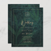 Papier LeahG Emerald Forest Green Gold Wedding Invitation (Devant / Derrière)
