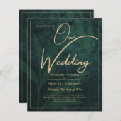 Papier LeahG Emerald Forest Green Gold Wedding Invitation (Devant / Derrière)