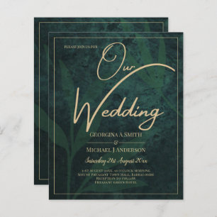Papier LeahG Emerald Forest Green Gold Wedding Invitation