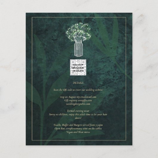 Papier LeahG Emerald Forest Green Wedding INVITE (Dos)
