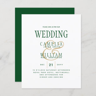 Papier LeahG Emerald Green Gold Modern Wedding Invitation