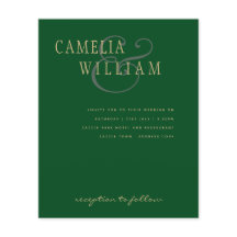 LeahG Emerald Green Gold Modern Wedding Invitation