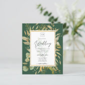 Papier LeahG Emerald Green Greenery Mariage Invitation (Debout devant)
