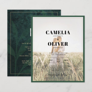 Papier LeahG Emerald Green Photo Overlay Mariage Inviter