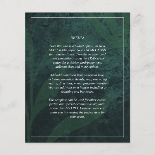 Papier LeahG Emerald Green Photo Overlay Mariage Inviter (Dos)