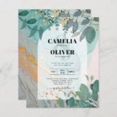 Papier LeahG encre de seaglass Turquoise or vert Mariage  (Devant / Derrière)