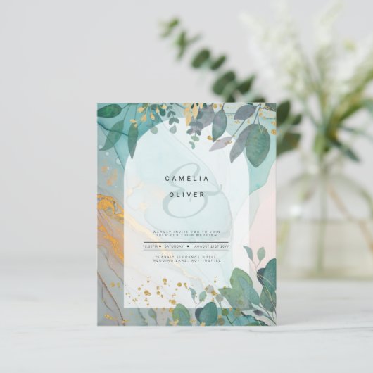 Papier LeahG encre de seaglass Turquoise or vert Mariage  (Debout devant)