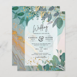 Papier LeahG encre de seaglass Turquoise or vert Mariage 