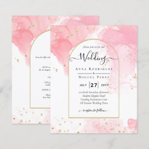 Papier LeahG ENCRE OR ROSE Carton de mariage abstrait INV