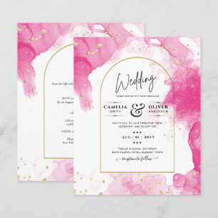 Papier LeahG ENCRE ROSE OR INVITATION Mariage Abstrait