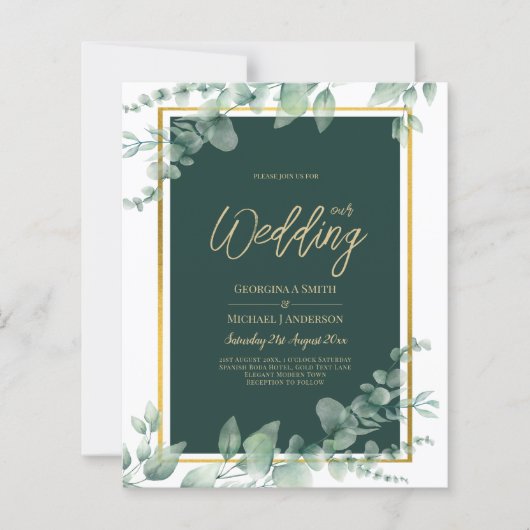 Papier LeahG Eucalyptus Green Gold MARIAGE QR CODE (Devant)