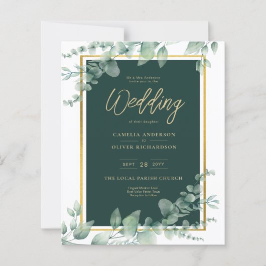 Papier LeahG Eucalyptus Green Gold MARIAGE QR CODE (Devant)