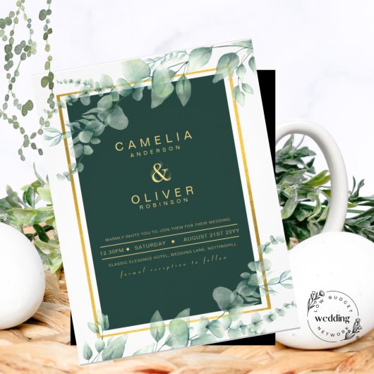 Papier LeahG Eucalyptus Green Gold MARIAGE QR CODE