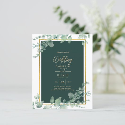 Papier LeahG Eucalyptus Green Gold MARIAGE QR CODE (Debout devant)