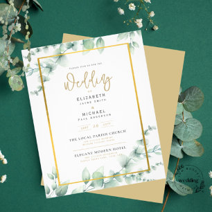 Papier LeahG Eucalyptus Green Gold MARIAGE QR CODE Inv