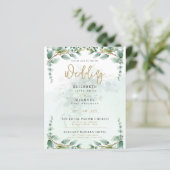 Papier LeahG Green Eucalyptus Gold Wedding Inviter QR C (Debout devant)