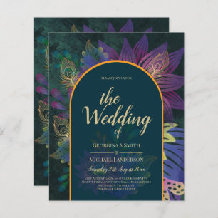 Papier LeahG Green Purple Gold JEWEL TONES Mariage INVITE