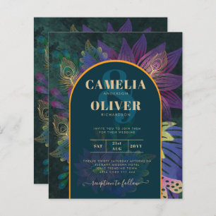Papier LeahG Green Purple Gold JEWEL TONES Mariage INVITE