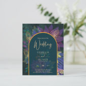Papier LeahG Green Purple Gold JEWEL TONES Mariage INVITE (Debout devant)
