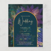 Papier LeahG Green Purple Gold JEWEL TONES Mariage INVITE (Devant)