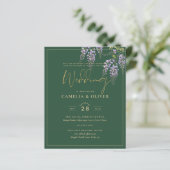 Papier LeahG Green Purple Gold WISTERIA Wedding INVITE (Debout devant)