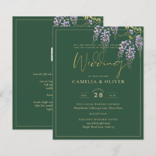 Papier LeahG Green Purple WISTERIA Wedding INVITE