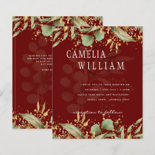 Papier LeahG Greenery Gold Wedding Invitez DE NOMBREUSES 