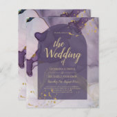 Papier LeahG Ink Ombre violet Lavender Mariage or (Devant / Derrière)