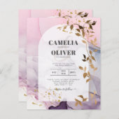 Papier LeahG Ink Ombre violet rose rose Mariage or (Devant / Derrière)