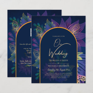Papier LeahG Invitation de mariage Navy Violet Or TONS DE