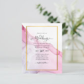 Papier LeahG INVITATION Mariage Abstrait Encre Rose Viole (Debout devant)
