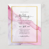 Papier LeahG INVITATION Mariage Abstrait Encre Rose Viole (Devant)